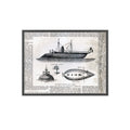 The French Ironclad RAM TAUREAU. Vintage Steamboat Patent Poster — Framed Nautical Wall Art