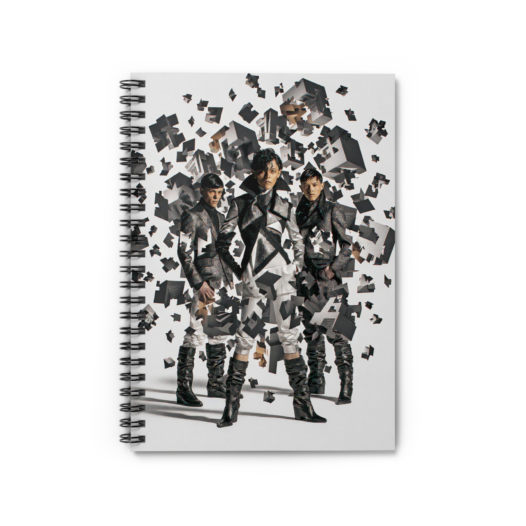 Geometric Pop Art Spiral Notebook — Retro Band Collage
