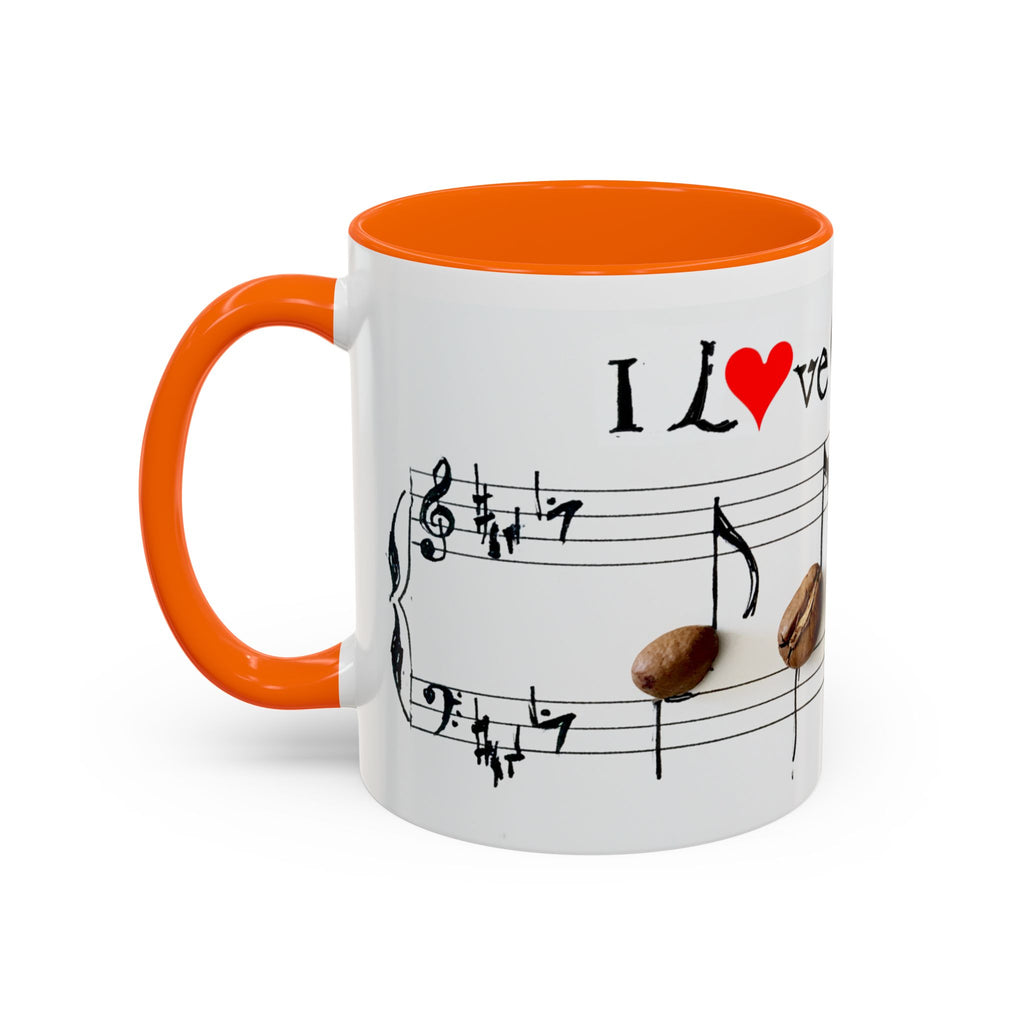 Coffee Lover Music Mug — "Love Coffee" Musical Notes Accent Mug (11/15 oz)