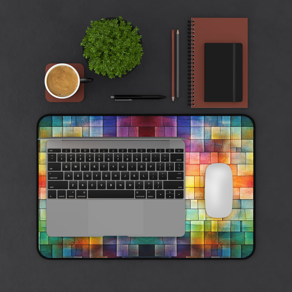 Colorwave Mosaic Desk Mat — Vibrant Pixel Art Mousepad
