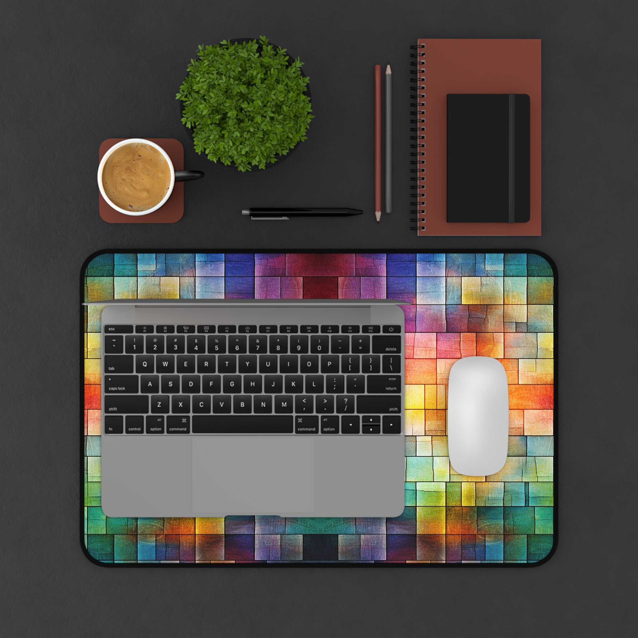 Colorwave Mosaic Desk Mat — Vibrant Pixel Art Mousepad