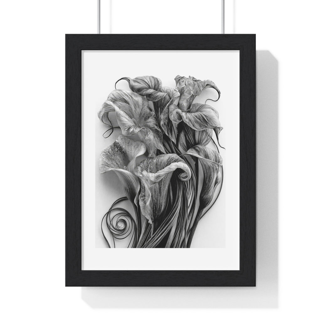 Framed Poster — Monochrome Calla Lily Botanical Art Print