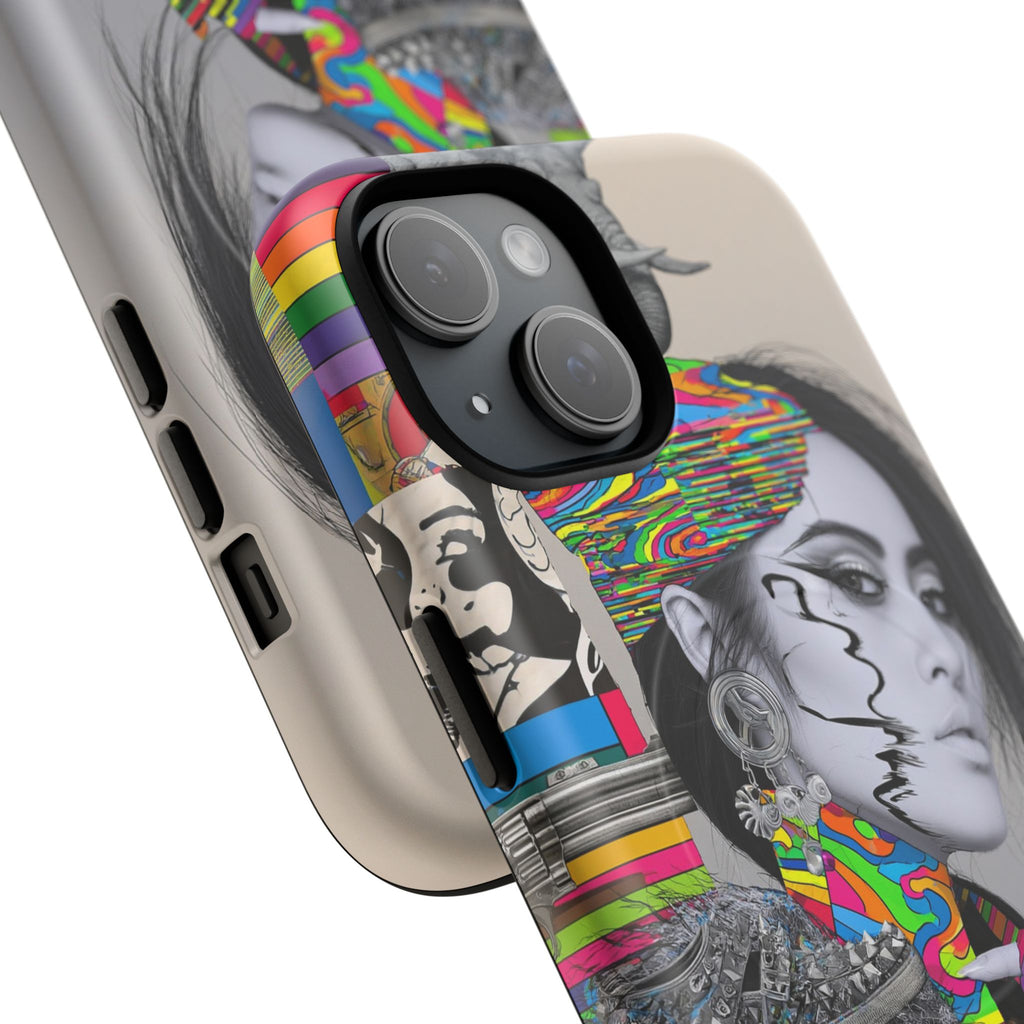 Phone Case - Colorful Glitch Portrait Tough Magnetic Case