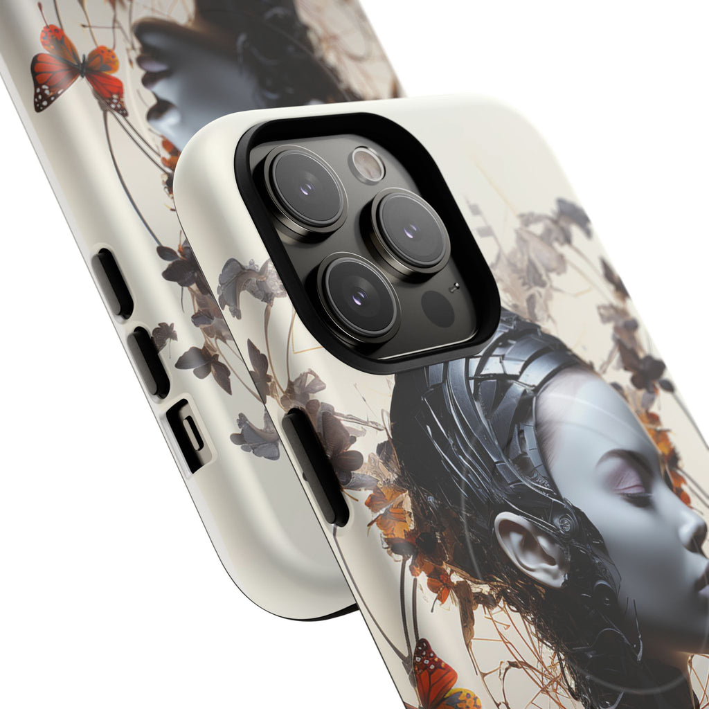 Art Nouveau Cyberpunk Phone Case — Surreal Floral Femme Tough Magnetic Case