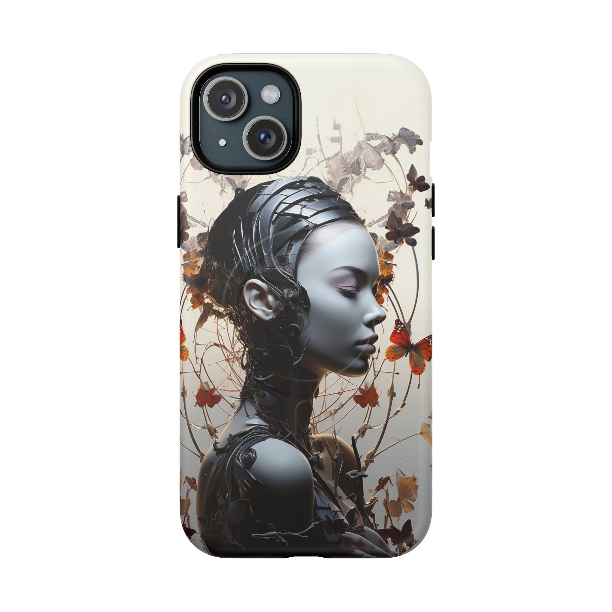 Art Nouveau Cyberpunk Phone Case — Surreal Floral Femme Tough Magnetic Case