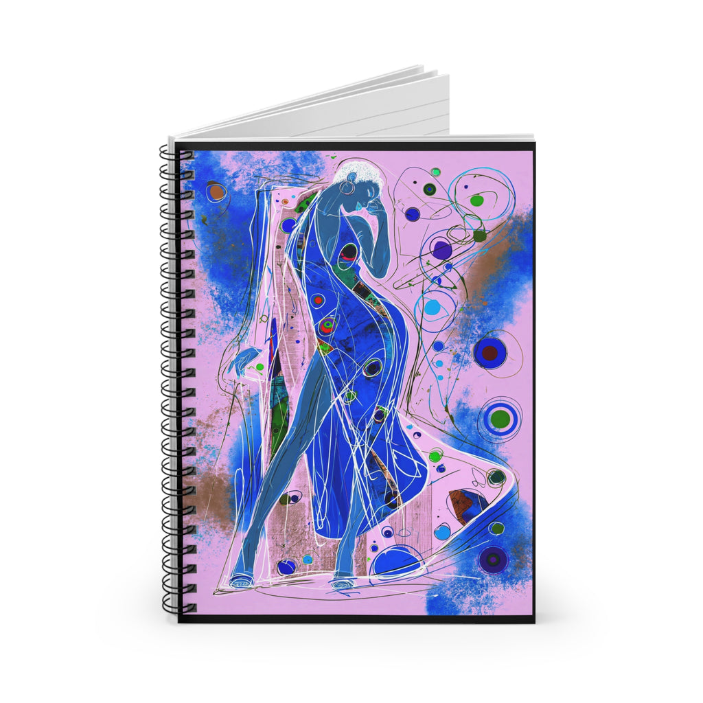 Abstract Blue Dancer Spiral Notebook — Artistic Ruled Journal