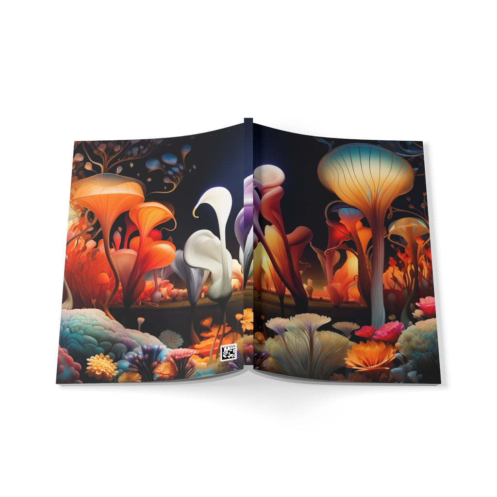 A5 Softcover Notebook — Surreal Floral Mushroom Art Journal