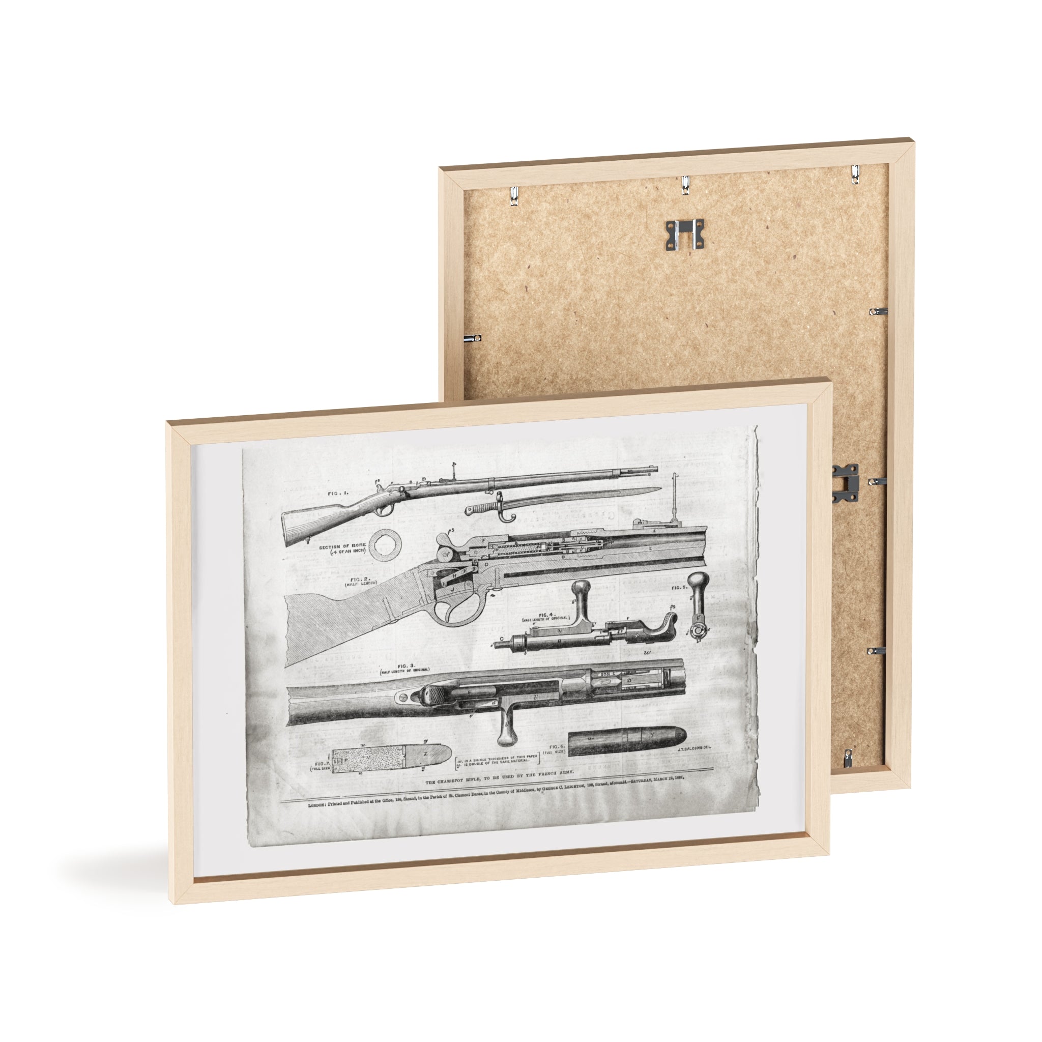 Antique Rifle Patent Poster — Framed Vintage Firearm Print