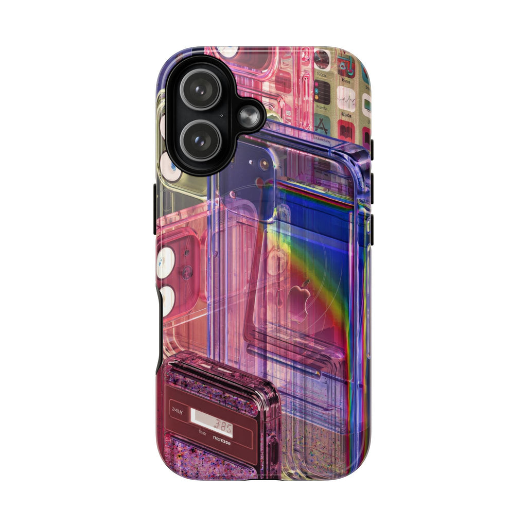 Phone Case — Retro Cassette & Rainbow Tough Magnetic Phone Case