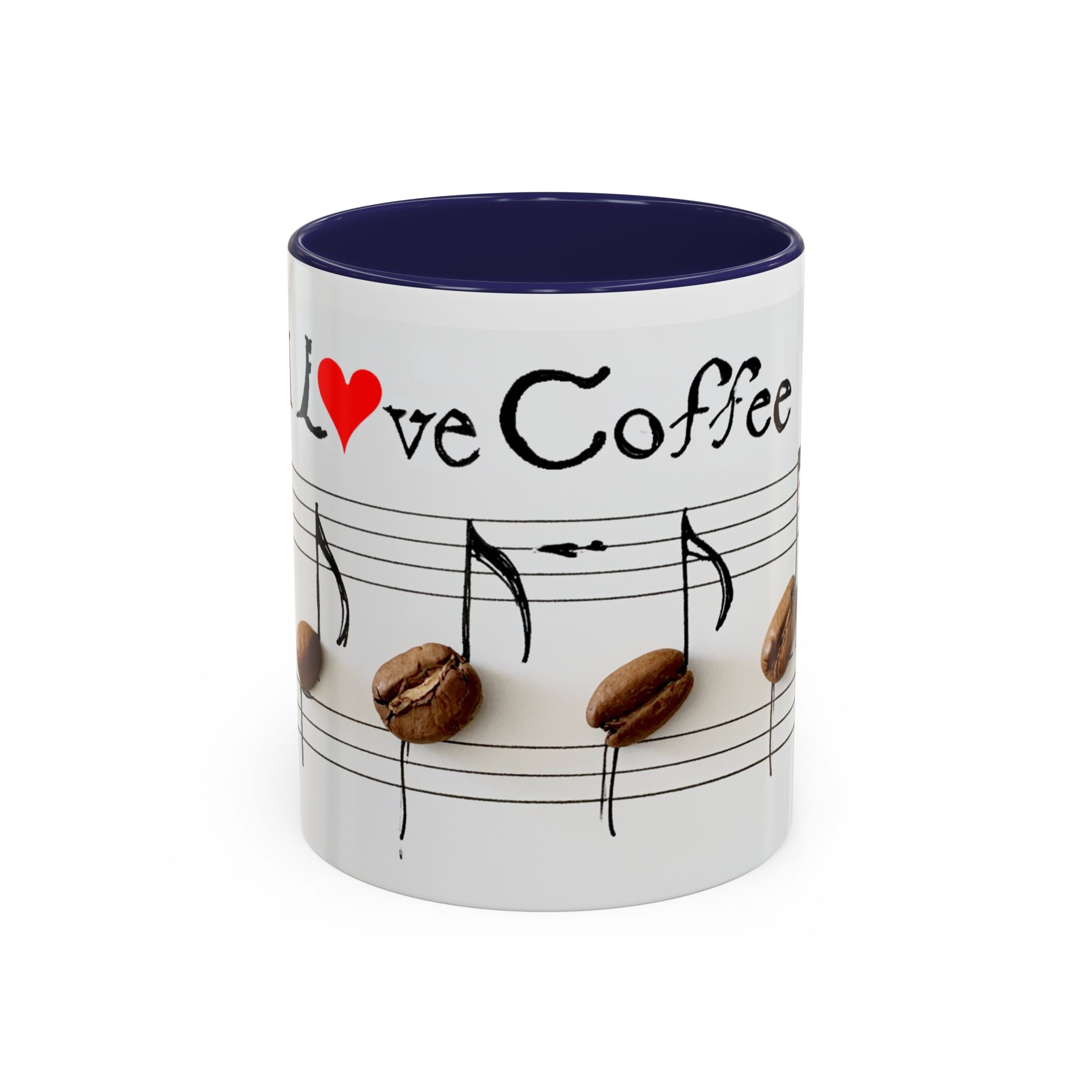 Coffee Lover Music Mug — "Love Coffee" Musical Notes Accent Mug (11/15 oz)
