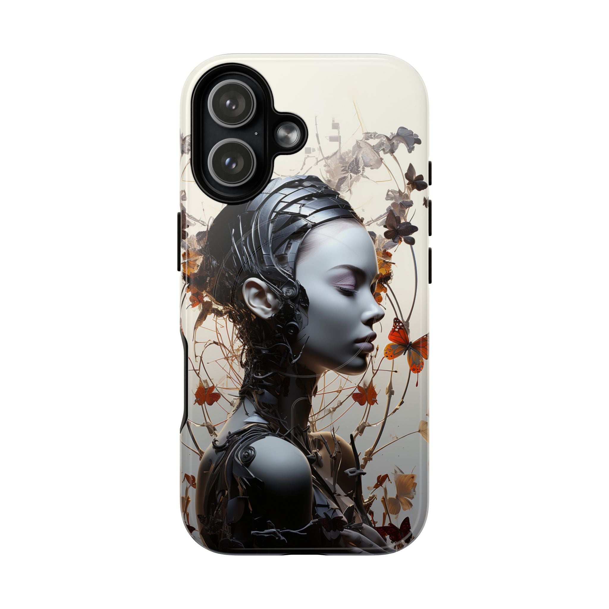 Art Nouveau Cyberpunk Phone Case — Surreal Floral Femme Tough Magnetic Case