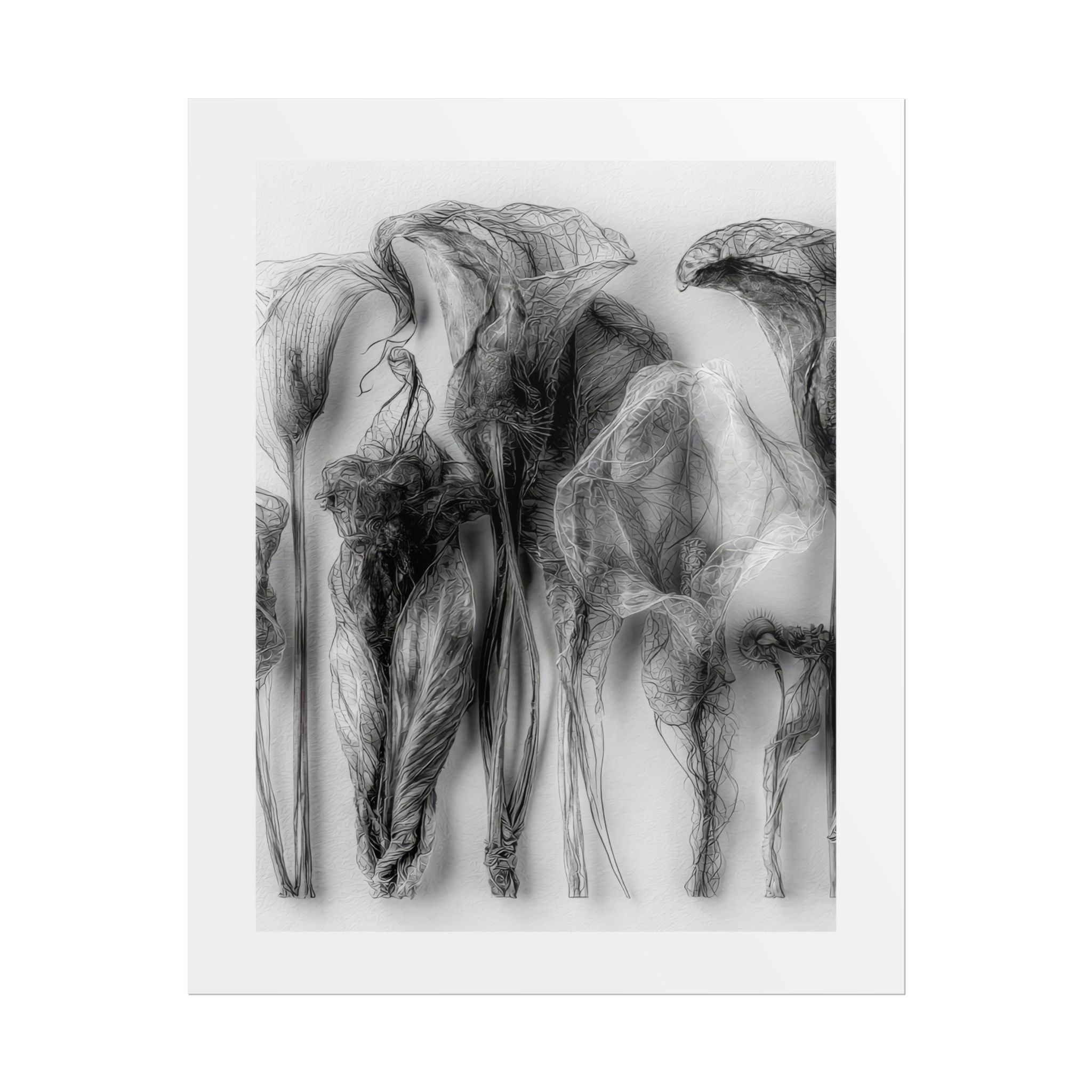 Abstract Smoke Floral Poster — Black & White Botanical Wall Art (Rolled Poster)