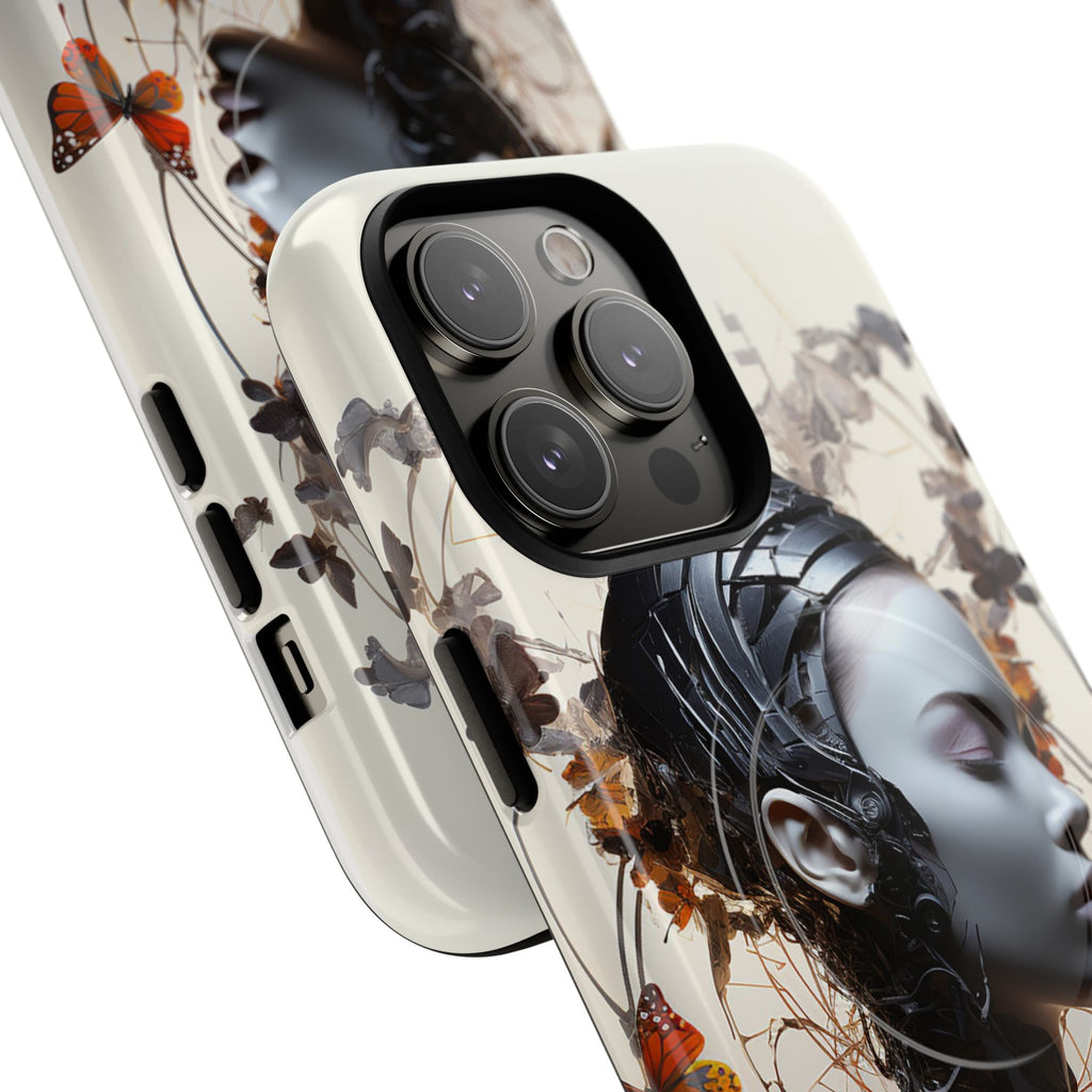 Art Nouveau Cyberpunk Phone Case — Surreal Floral Femme Tough Magnetic Case