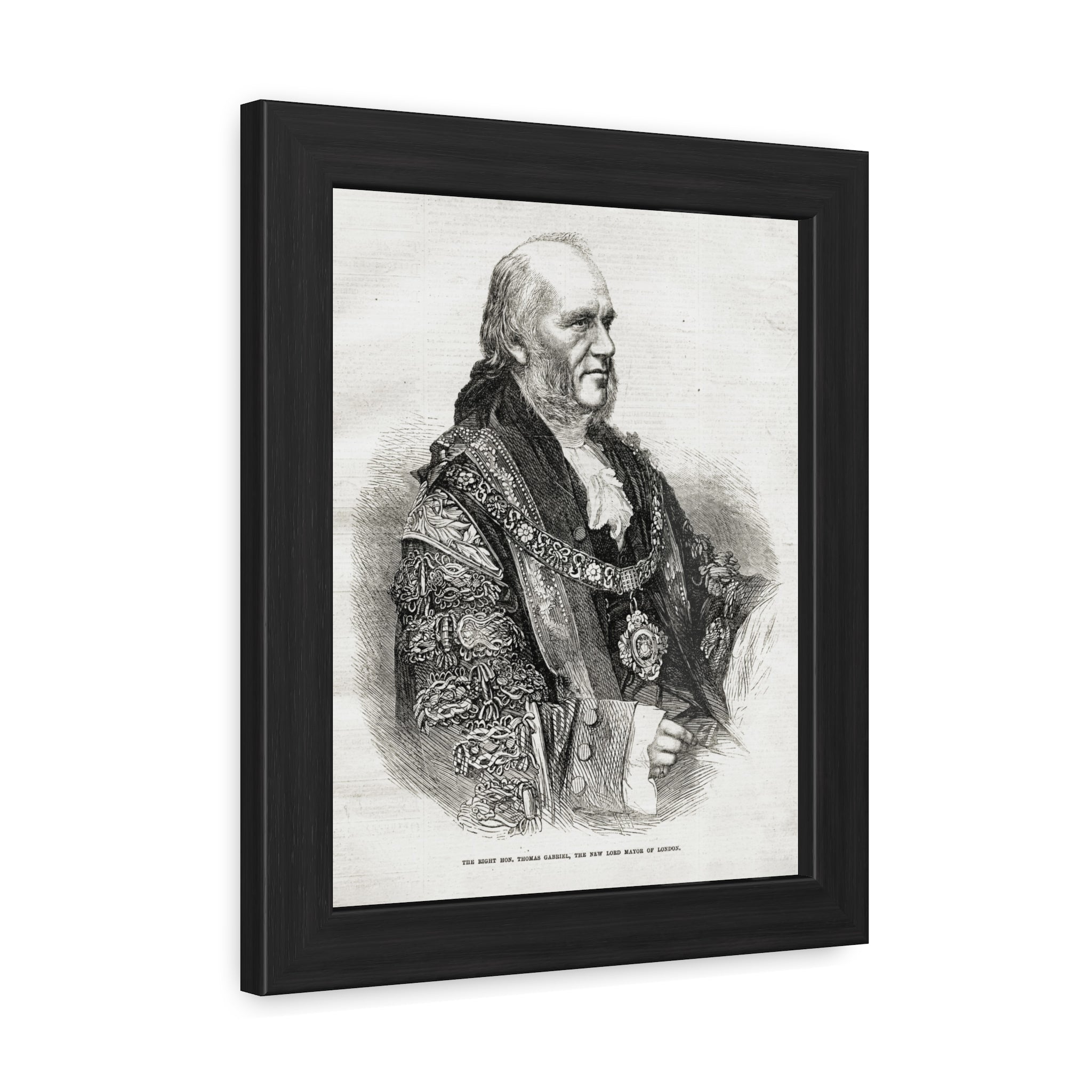 Framed Poster - Vintage Engraved Portrait Print (Antique Historical Decor)