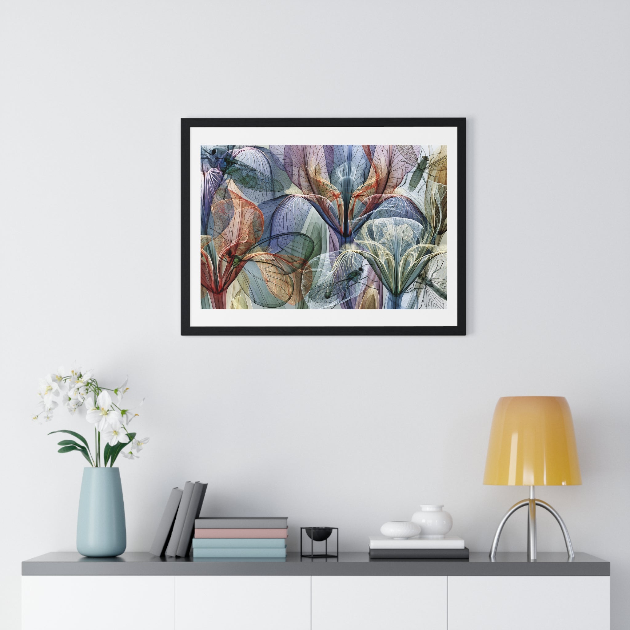 Framed Floral Art Print — Abstract Translucent Lily Poster