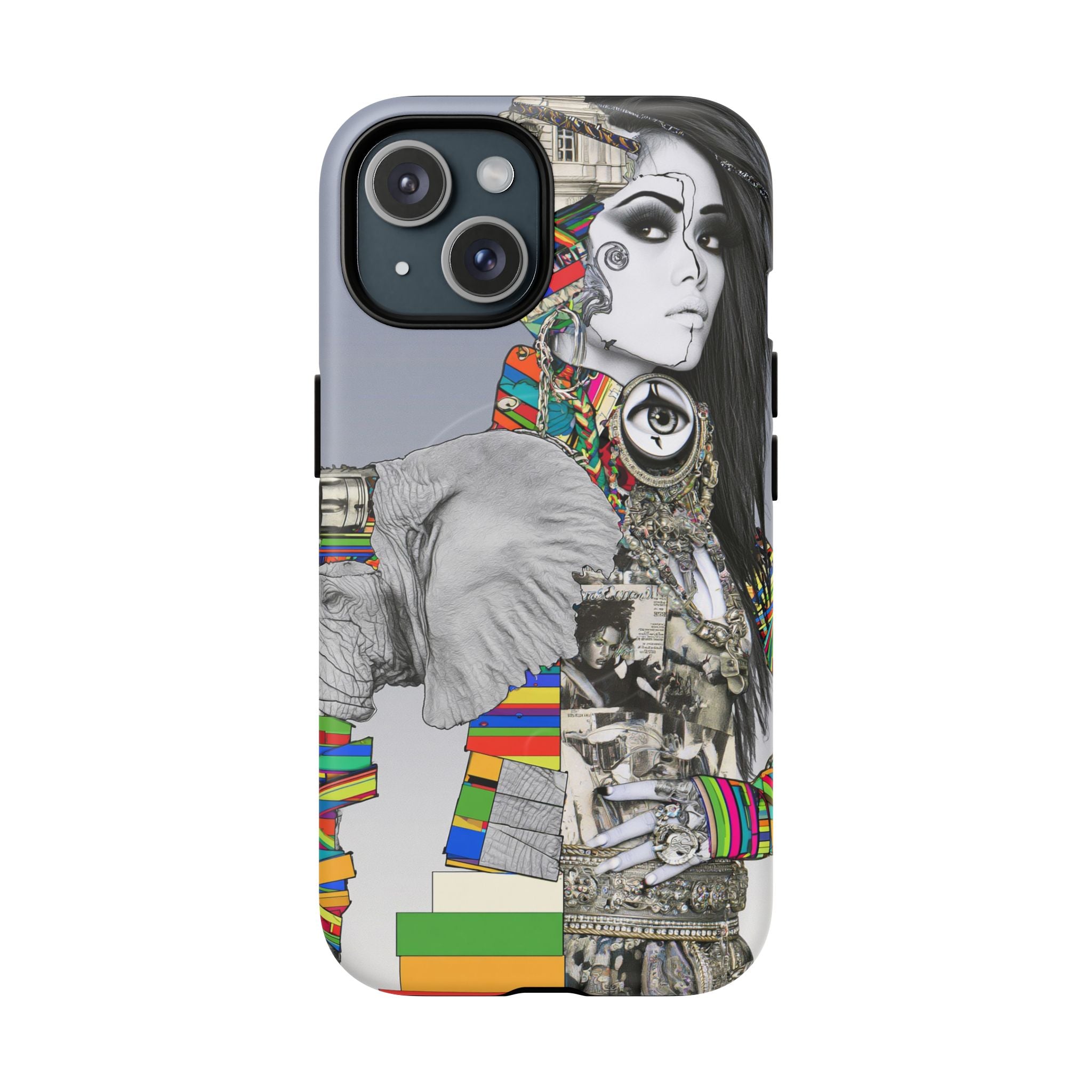 Artistic Elephant Collage Phone Case — Tough Magnetic Protective Cover