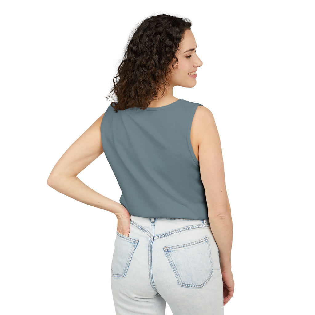 Spiral Text Art Tank Top — Monochrome Optical Typography Tee