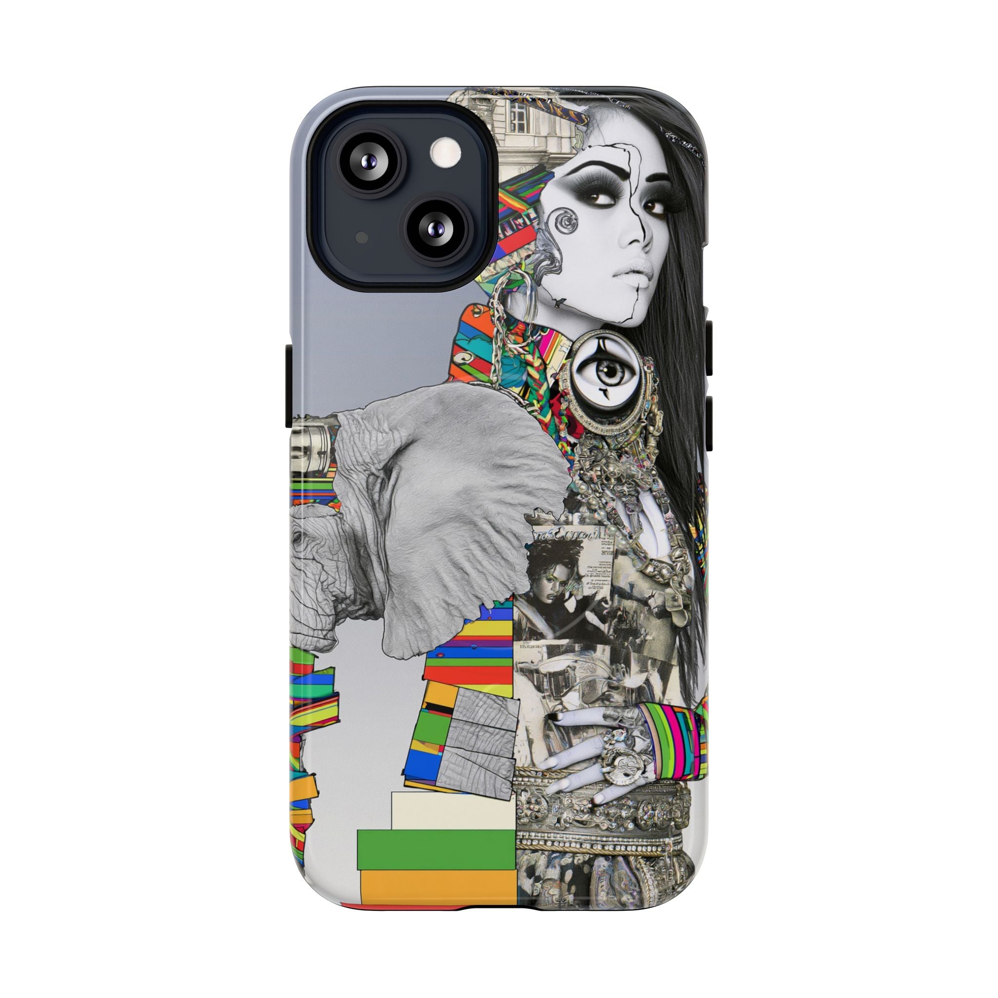 Artistic Elephant Collage Phone Case — Tough Magnetic Protective Cover