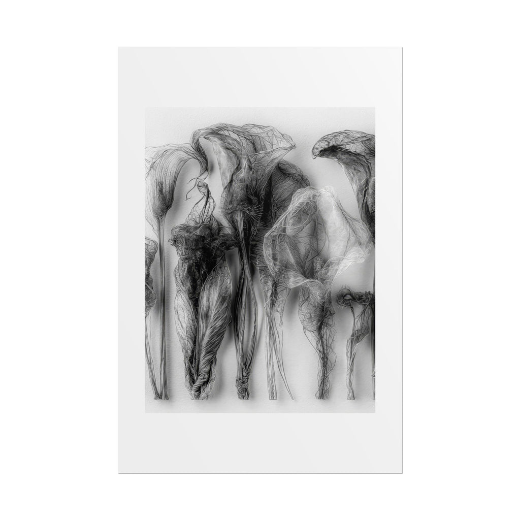 Abstract Smoke Floral Poster — Black & White Botanical Wall Art (Rolled Poster)