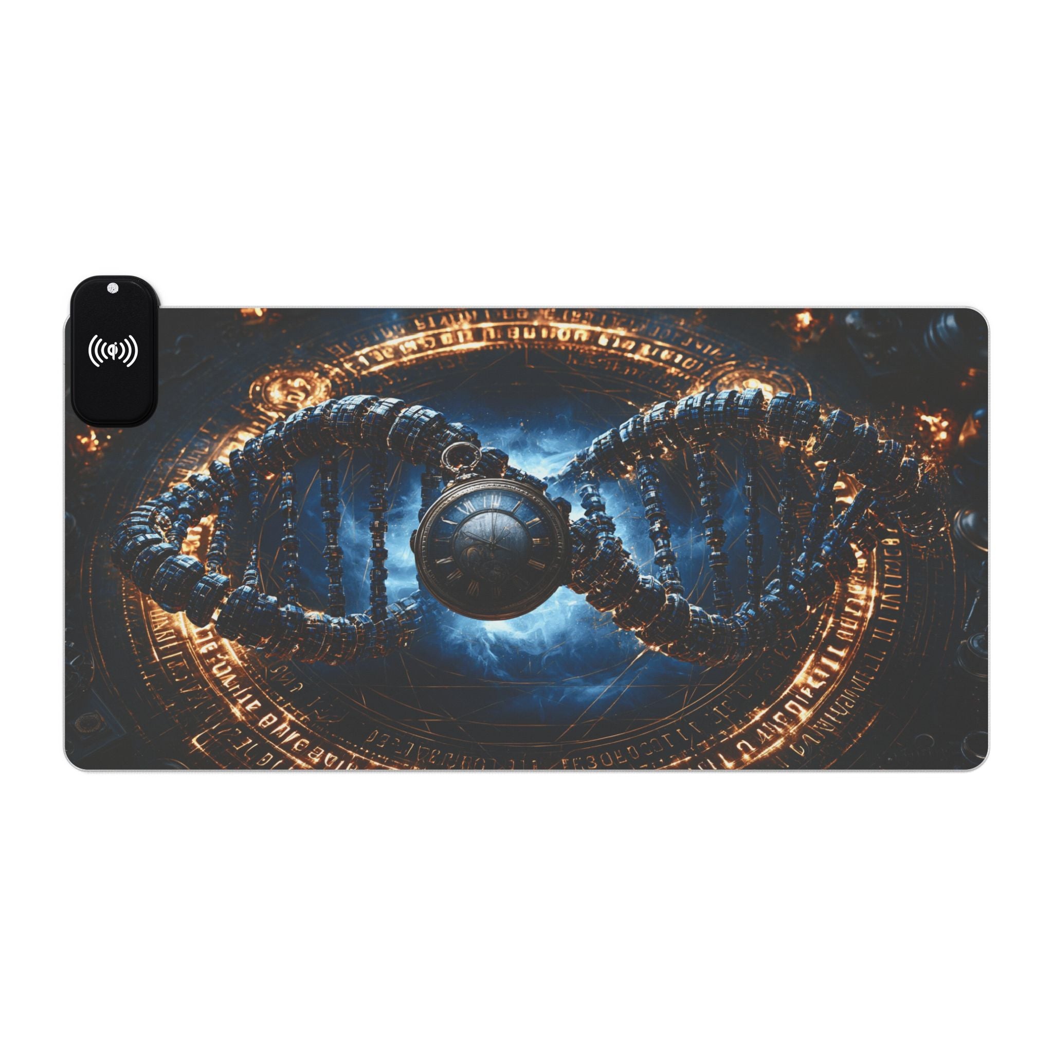 LED Wireless Charging Gaming Mouse Pad — DNA Sci‑Fi RGB Desk Mat