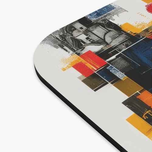 Abstract Fashion Collage Mouse Pad — Retro Mod Style Desk Mat