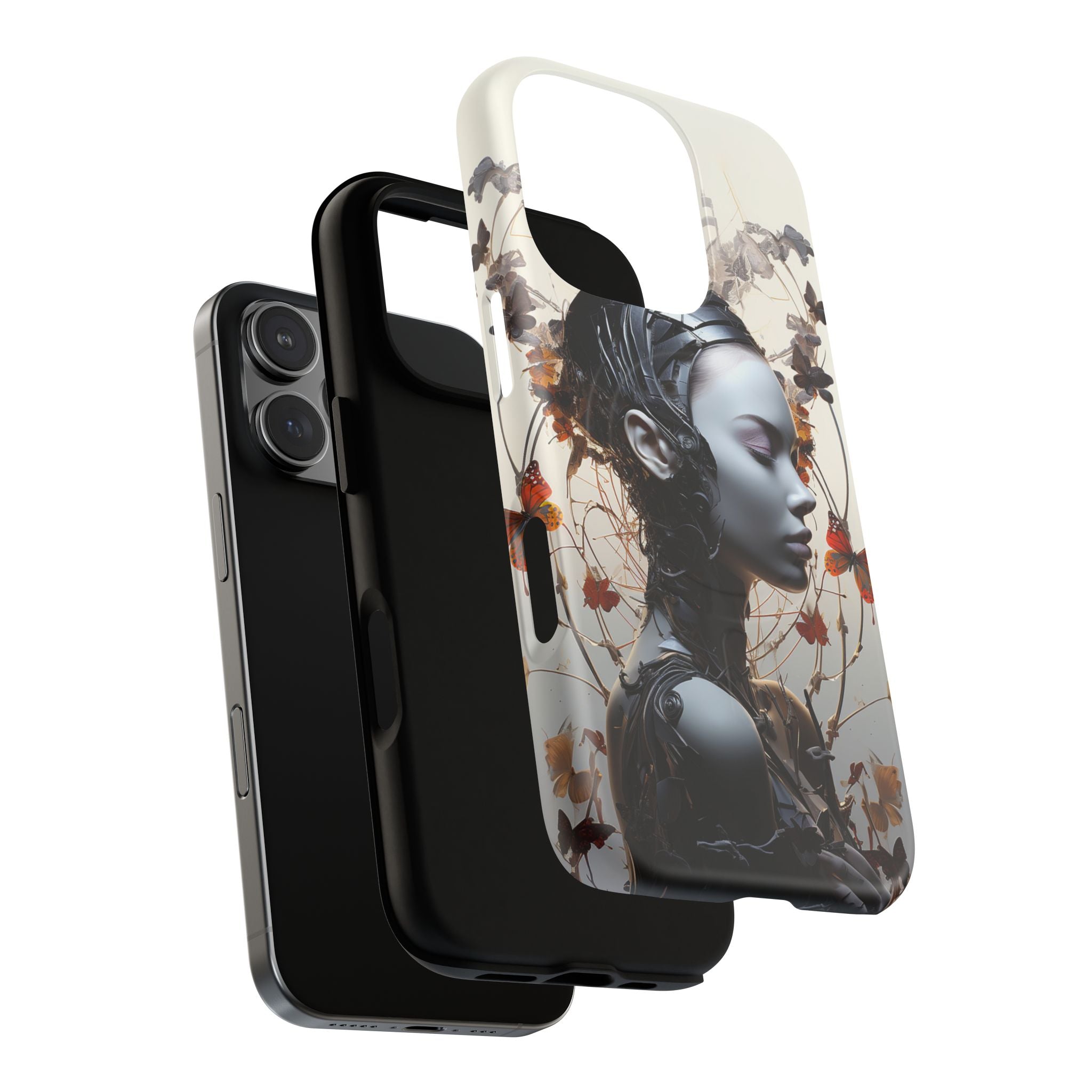 Art Nouveau Cyberpunk Phone Case — Surreal Floral Femme Tough Magnetic Case