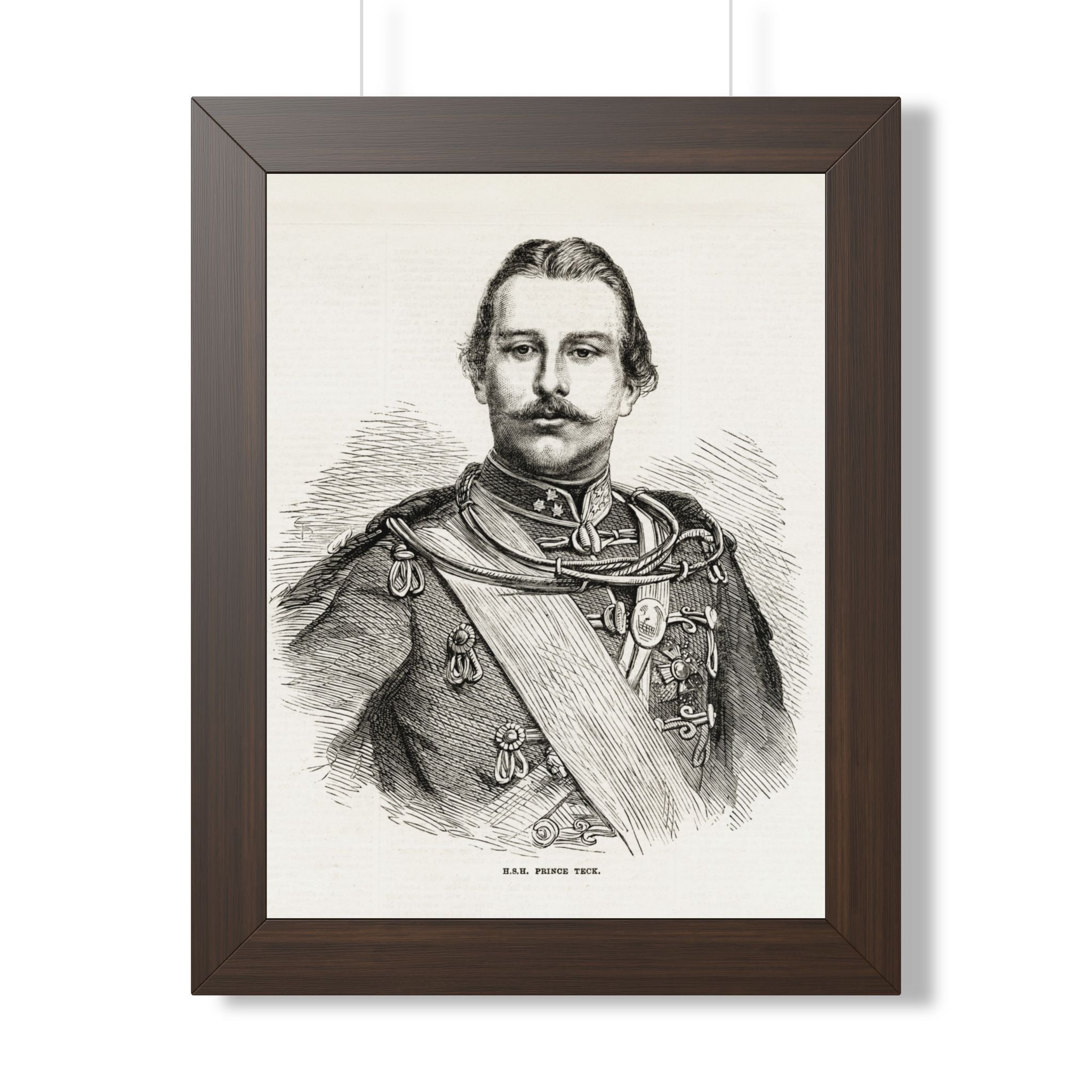 Framed Poster — Vintage 19th-Century Military Portrait Print