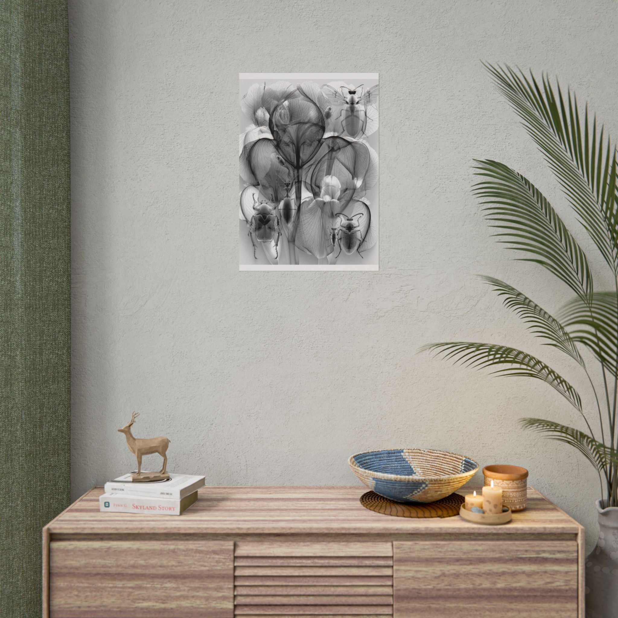 Orchid X-Ray Art Poster — Monochrome Floral Insect Wall Print