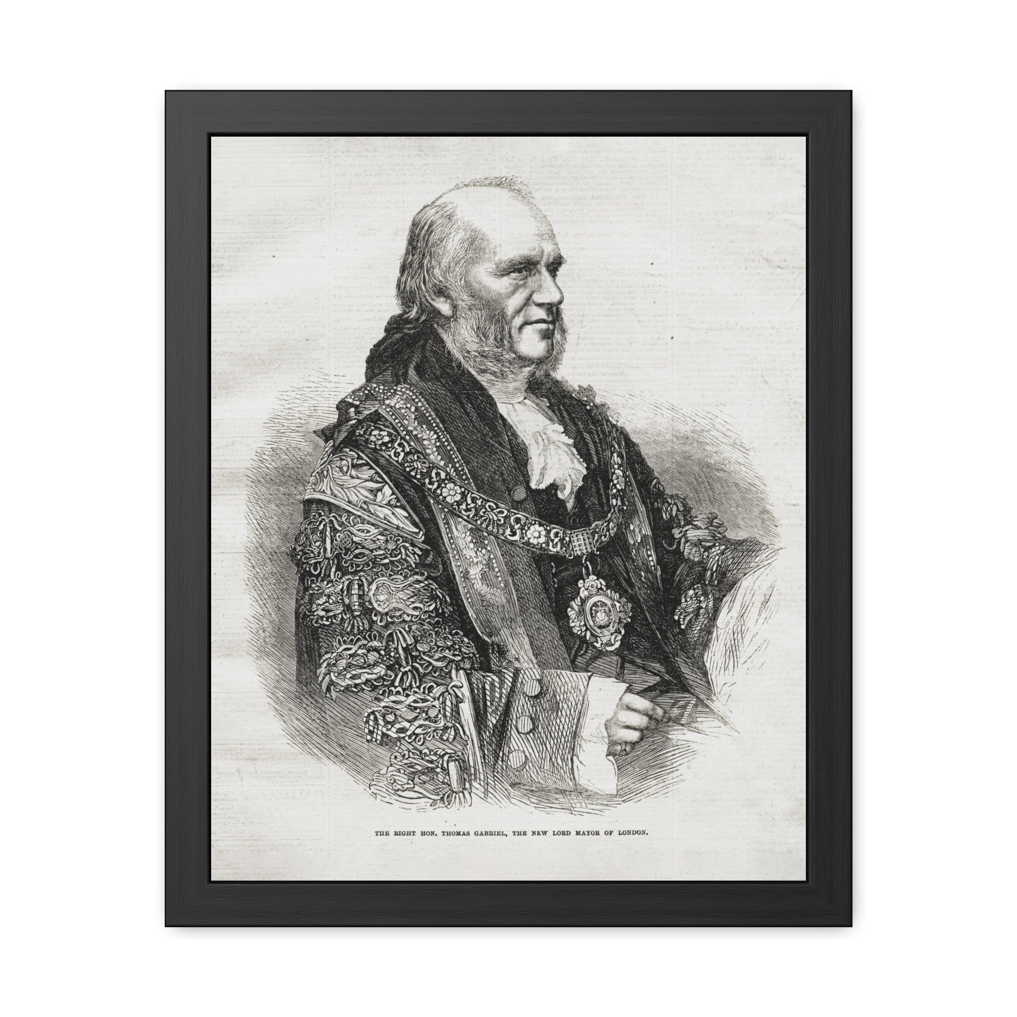 Framed Poster - Vintage Engraved Portrait Print (Antique Historical Decor)
