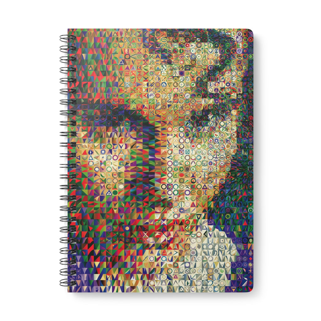 A5 Spiral Notebook — Colorful Geometric Mosaic Portrait Journal