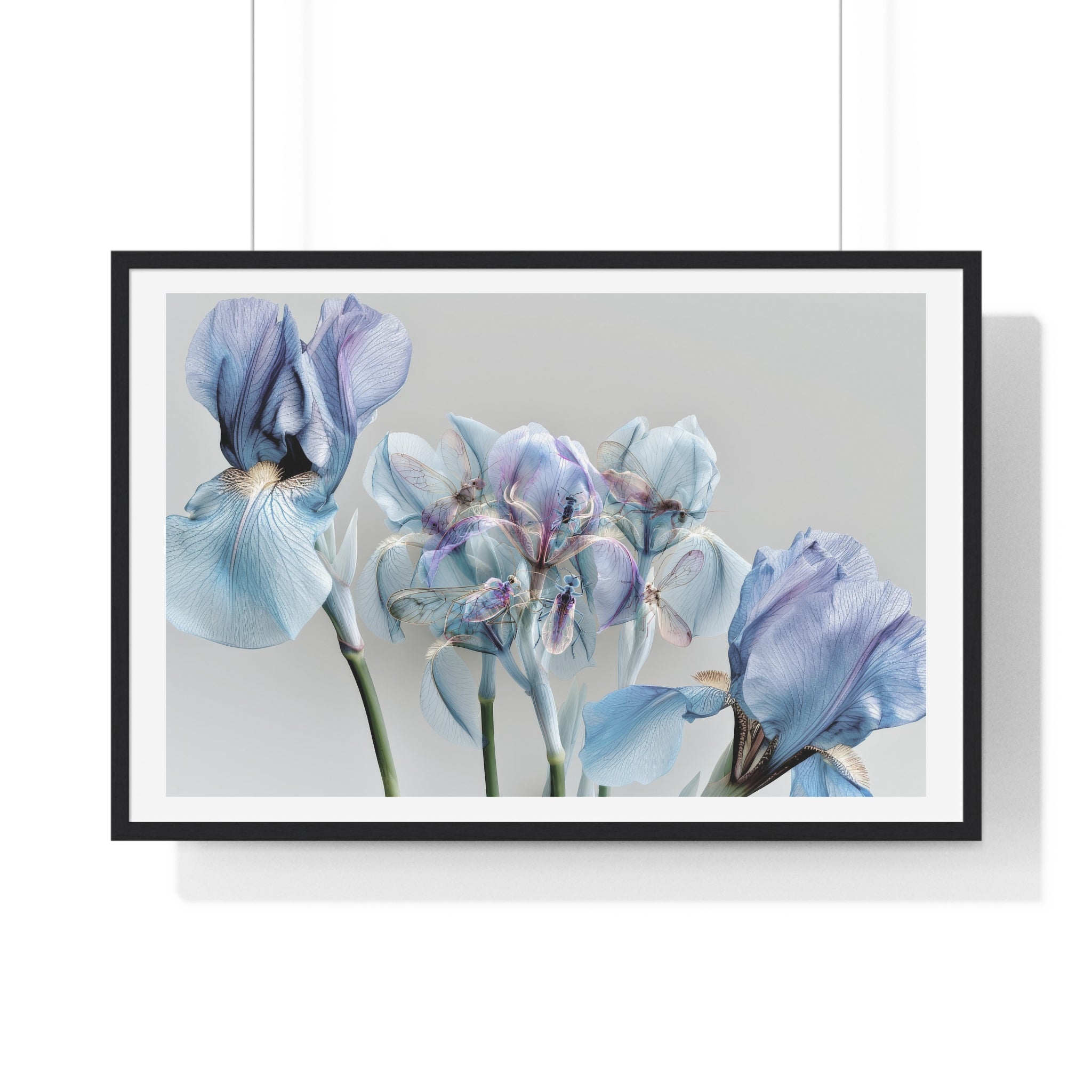 Blue Iris Floral Framed Poster — Botanical Wall Art Print