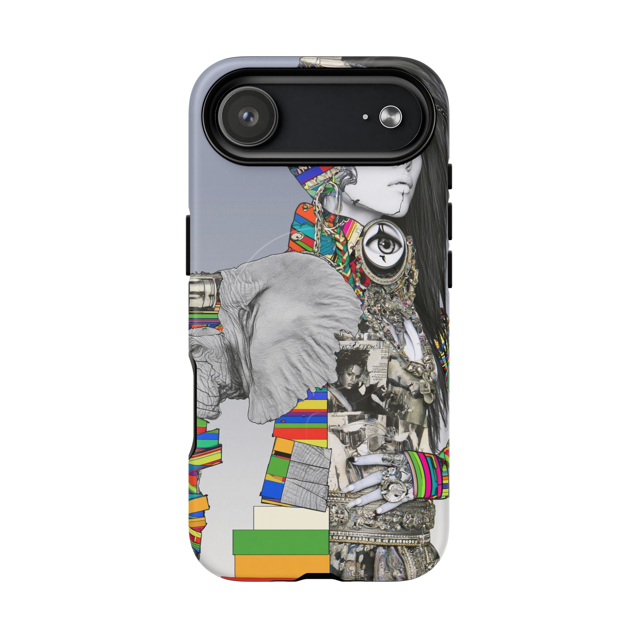 Artistic Elephant Collage Phone Case — Tough Magnetic Protective Cover