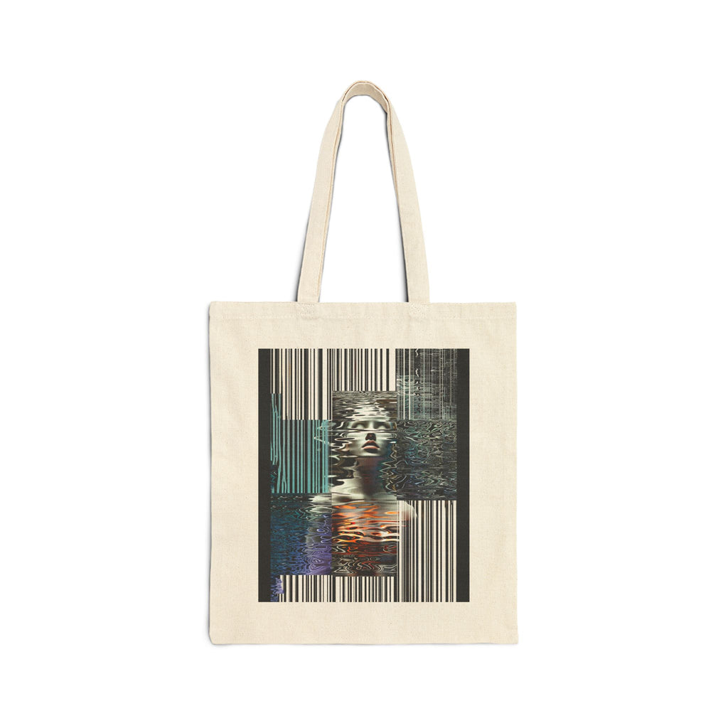 Canvas Tote Bag — Surreal Glitch Portrait Art Tote