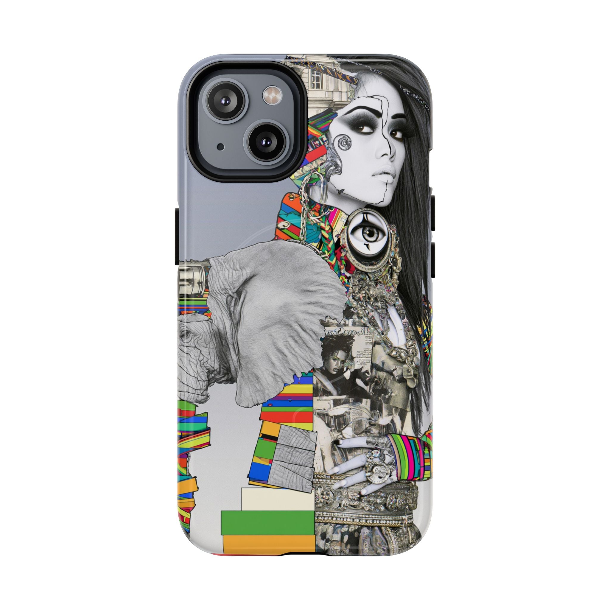 Artistic Elephant Collage Phone Case — Tough Magnetic Protective Cover