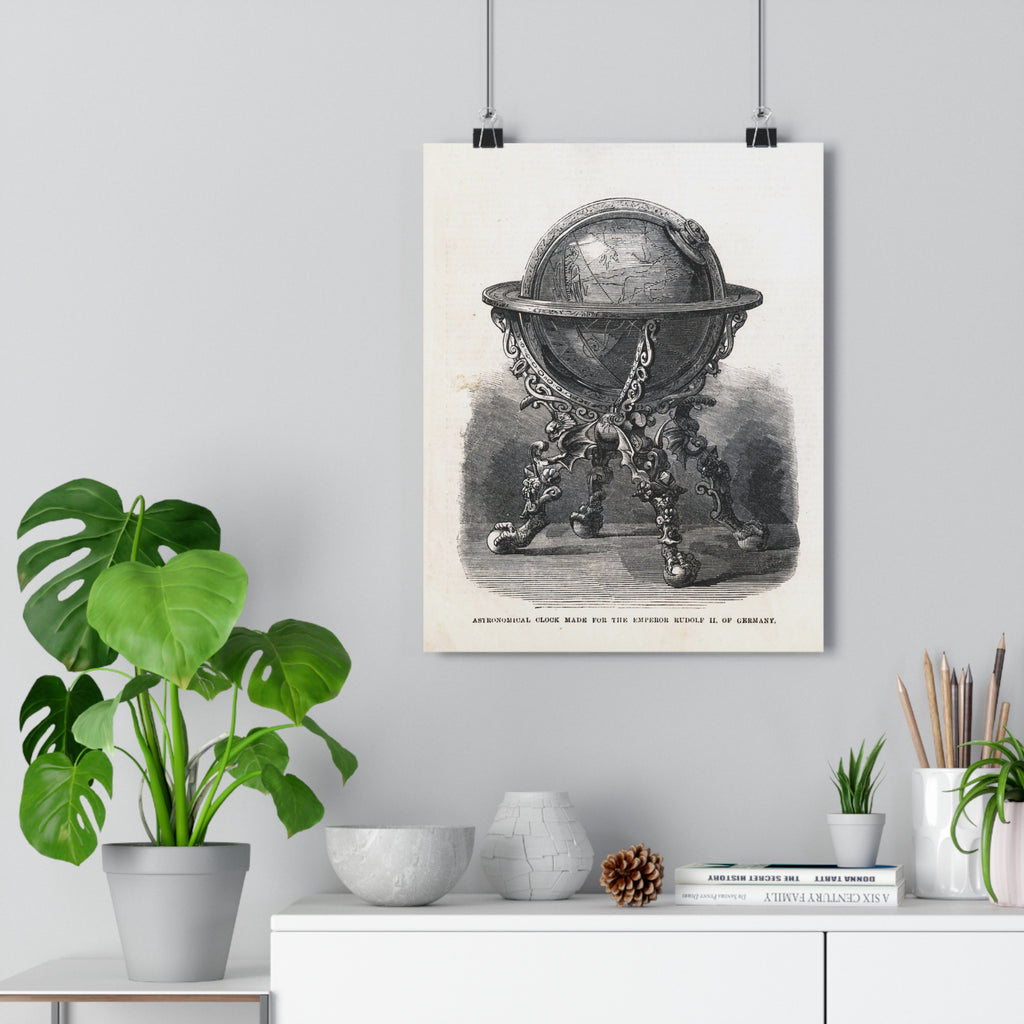 Vintage Ornate Globe Poster — Antique Scientific Illustration Wall Art