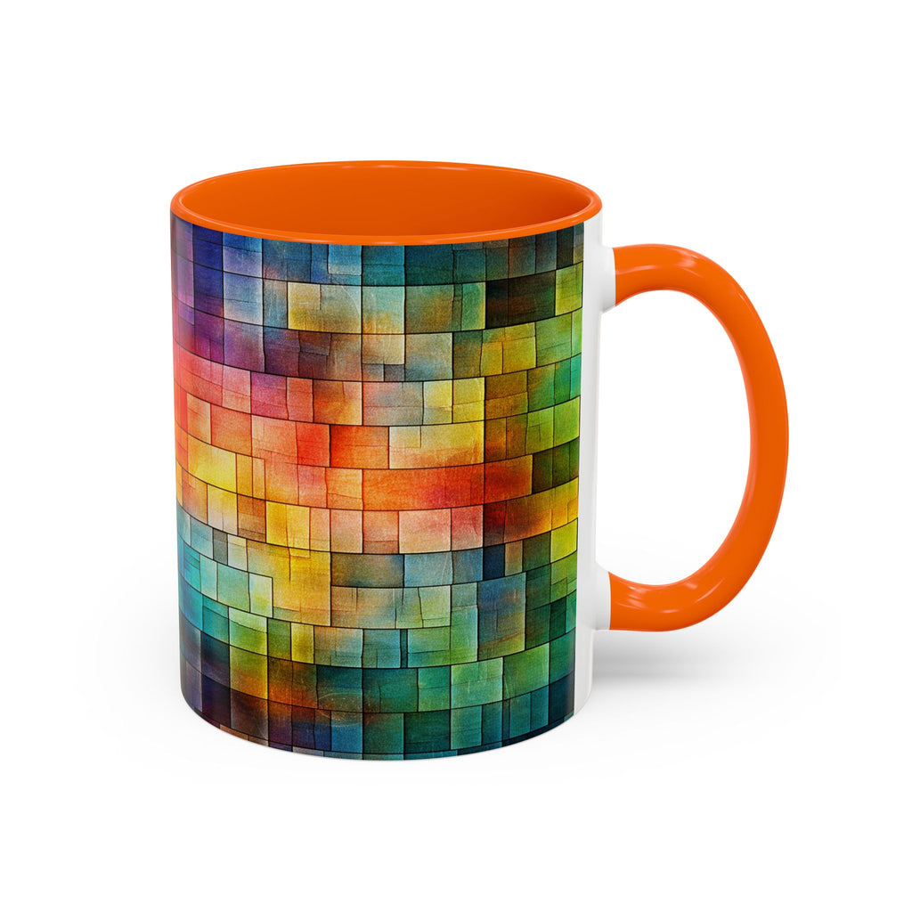 Colorful Mosaic Accent Coffee Mug - Vibrant Geometric Pattern (11/15 oz)