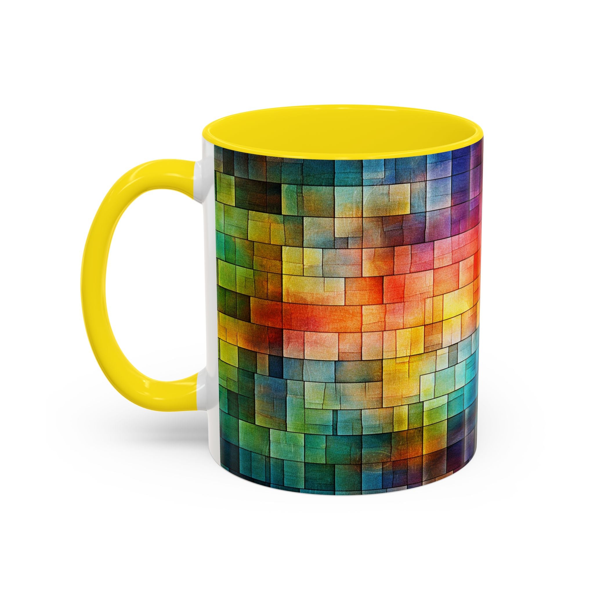 Colorful Mosaic Accent Coffee Mug - Vibrant Geometric Pattern (11/15 oz)
