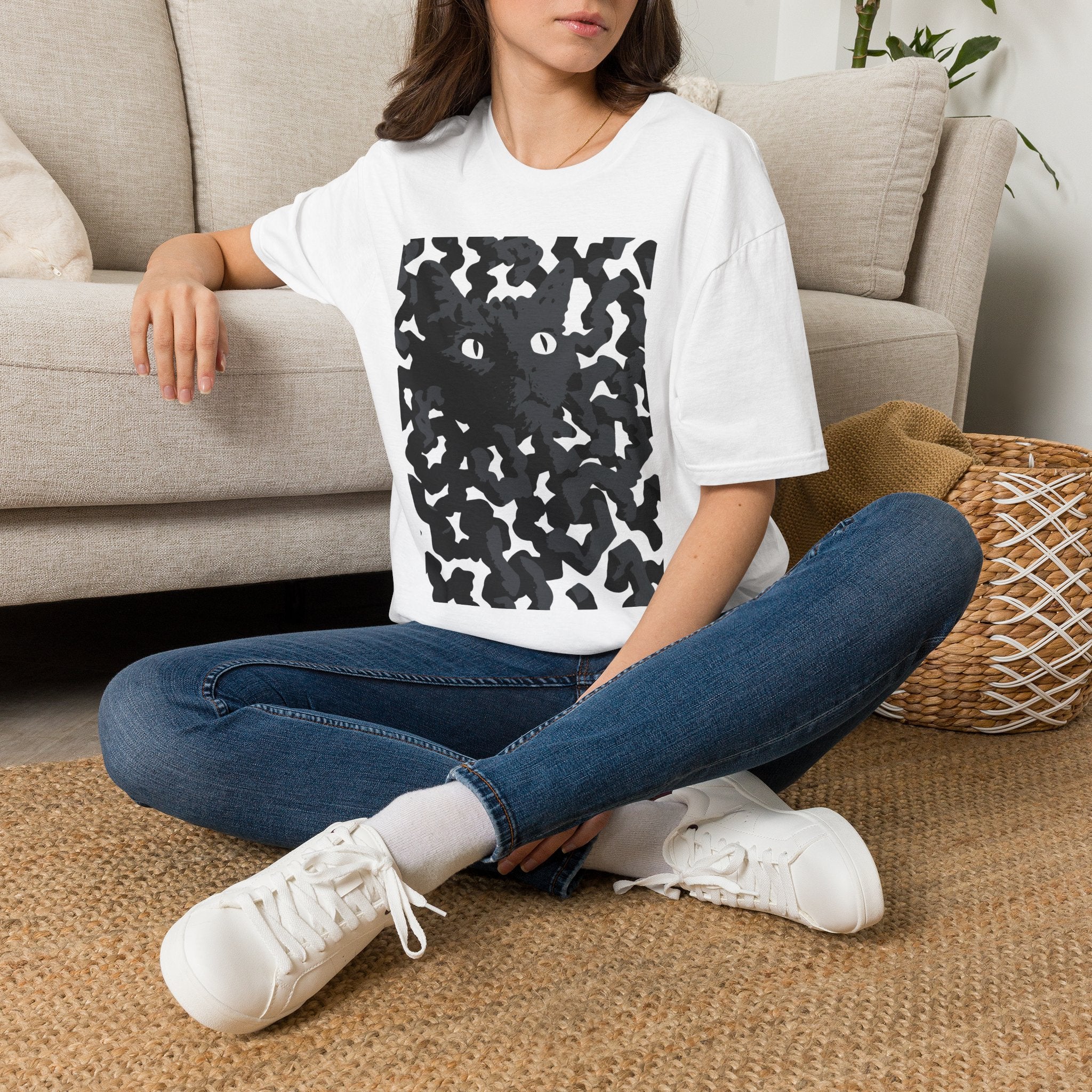 Black Cat Camouflage Graphic T‑Shirt
