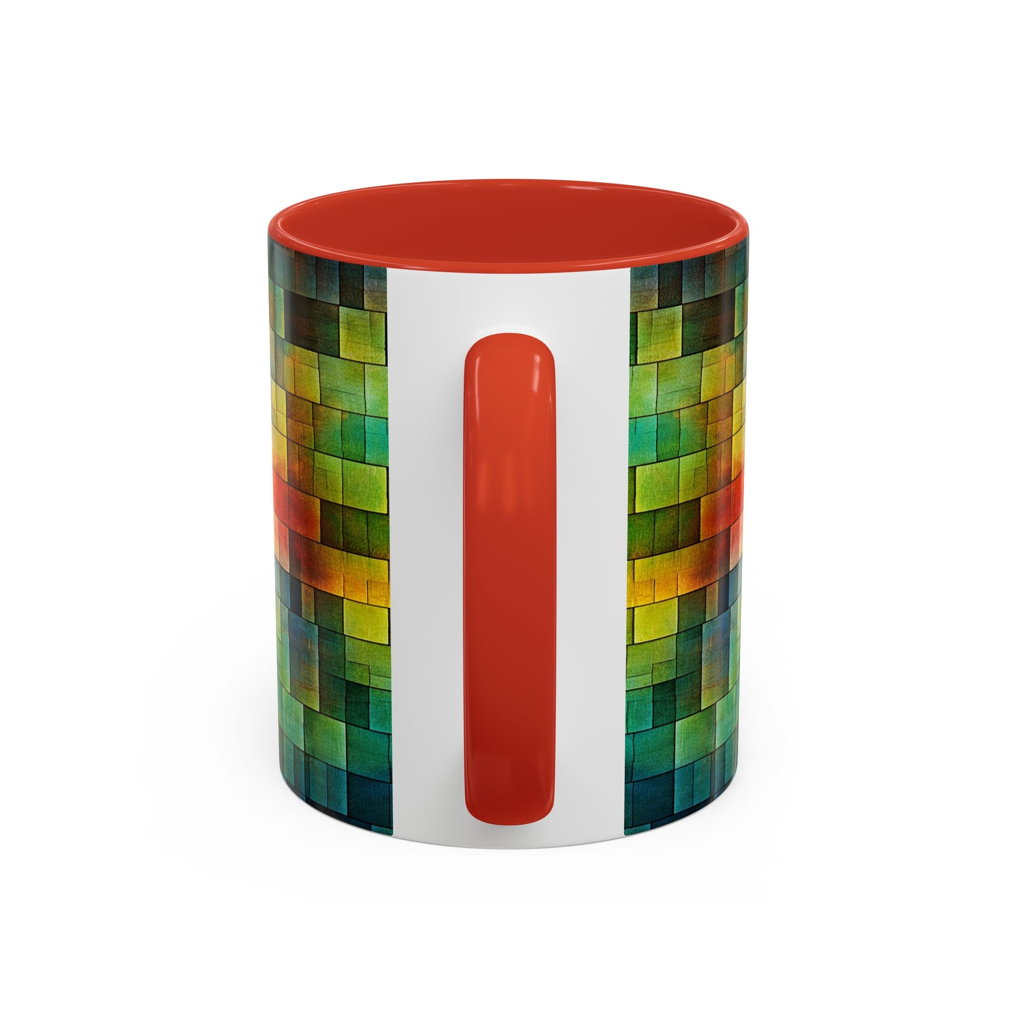 Colorful Mosaic Accent Coffee Mug - Vibrant Geometric Pattern (11/15 oz)