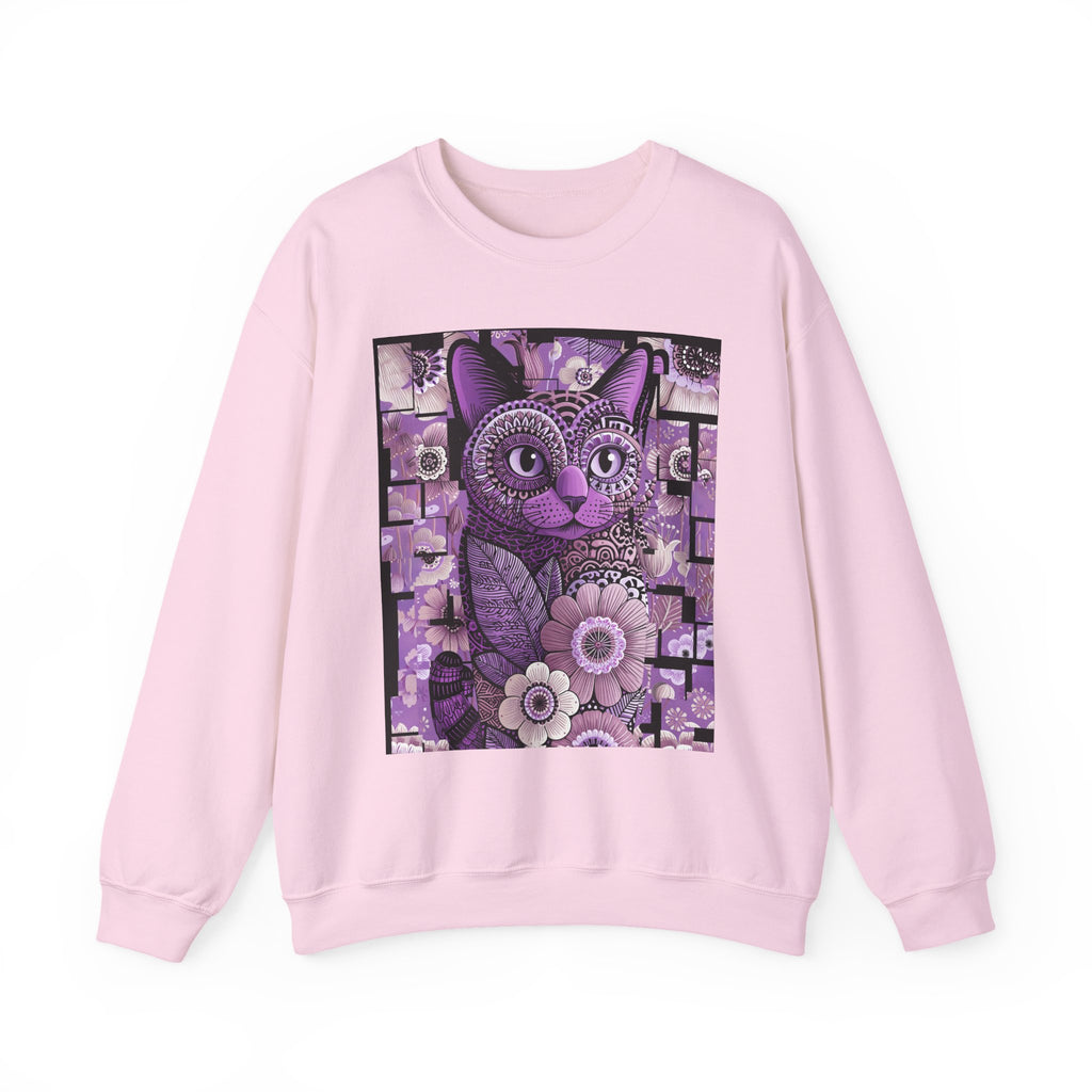 Purple Floral Owl Crewneck Sweatshirt — Whimsical Boho Animal Graphic