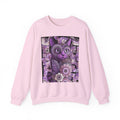 Purple Floral Owl Crewneck Sweatshirt — Whimsical Boho Animal Graphic
