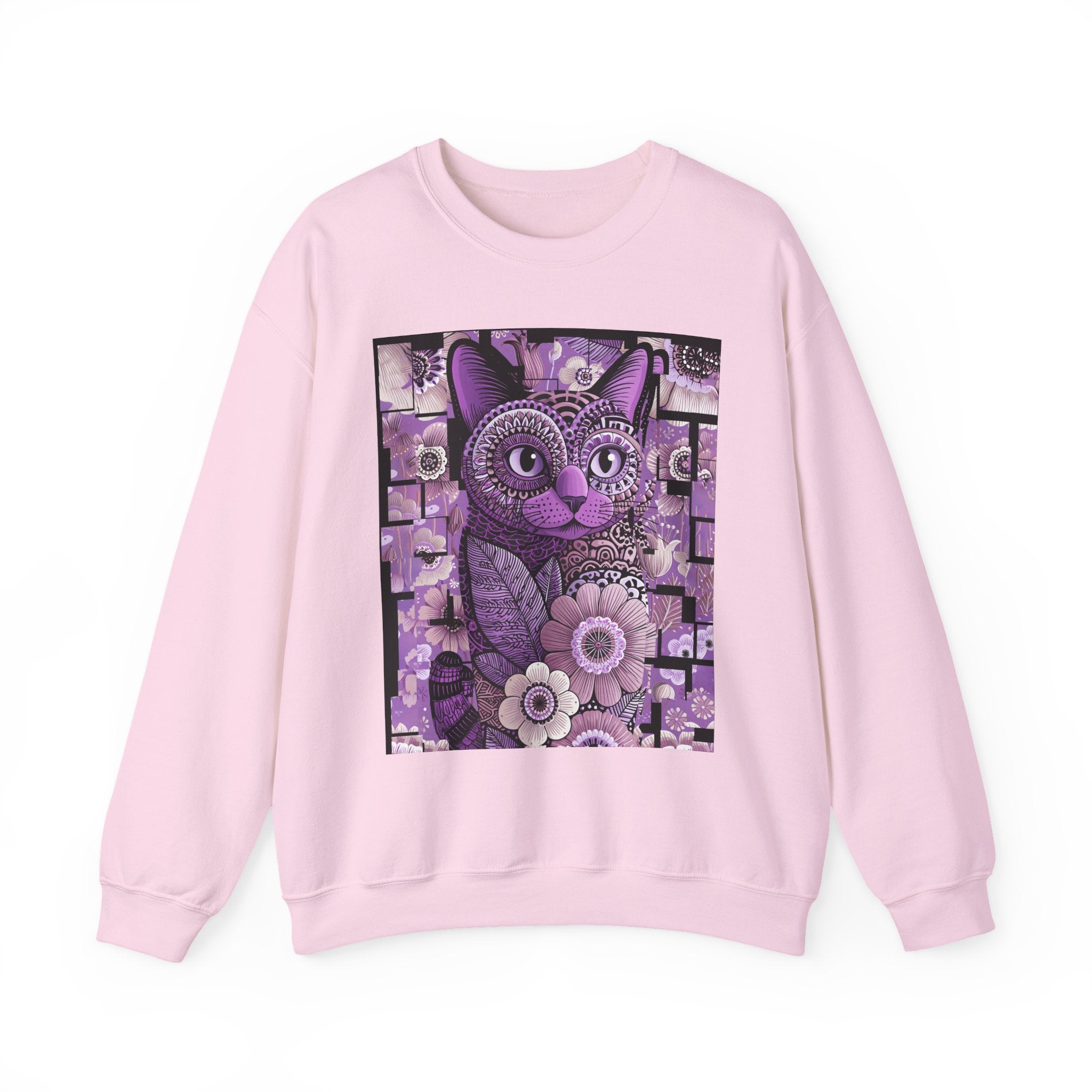 Purple Floral Owl Crewneck Sweatshirt — Whimsical Boho Animal Graphic