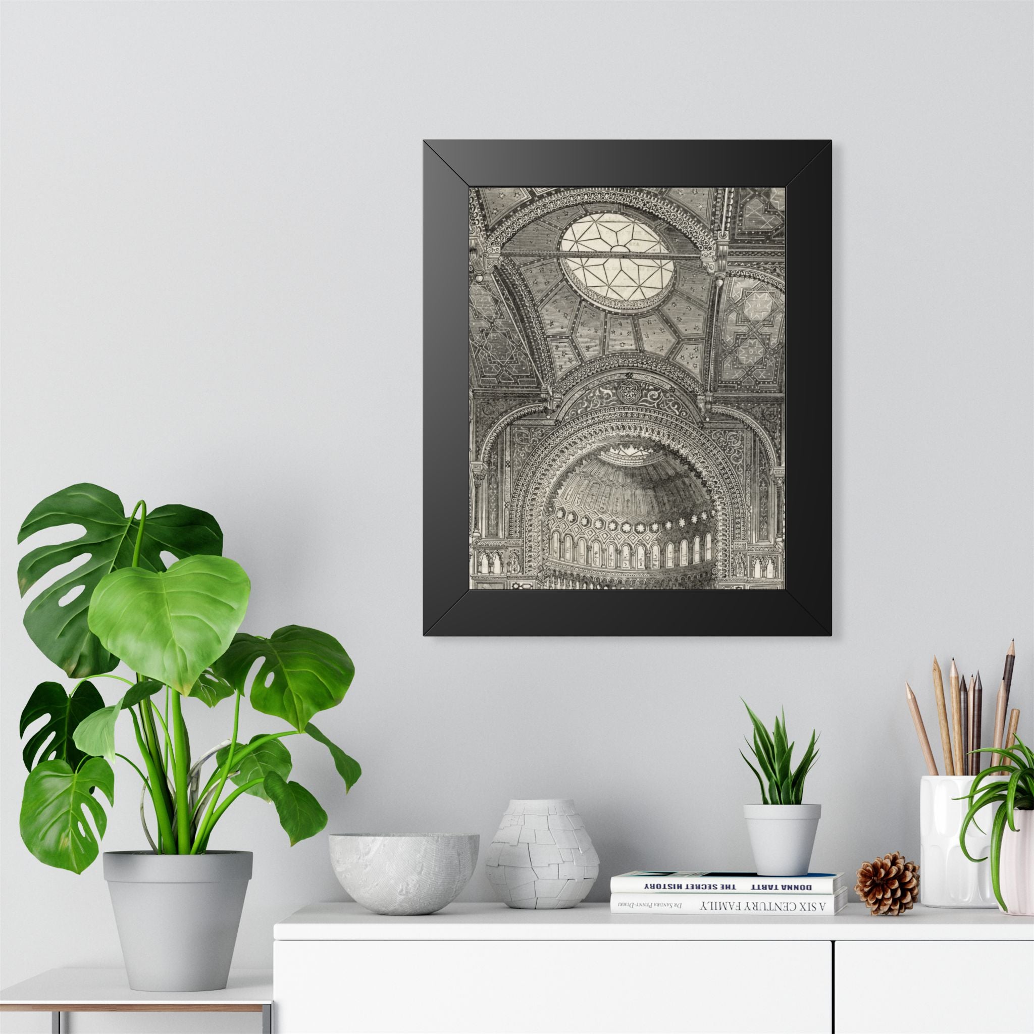 Detail of the New Jewish Synagogue, Berlin. Vintage Cathedral Ceiling Framed Poster — Architectural Interior Art Print