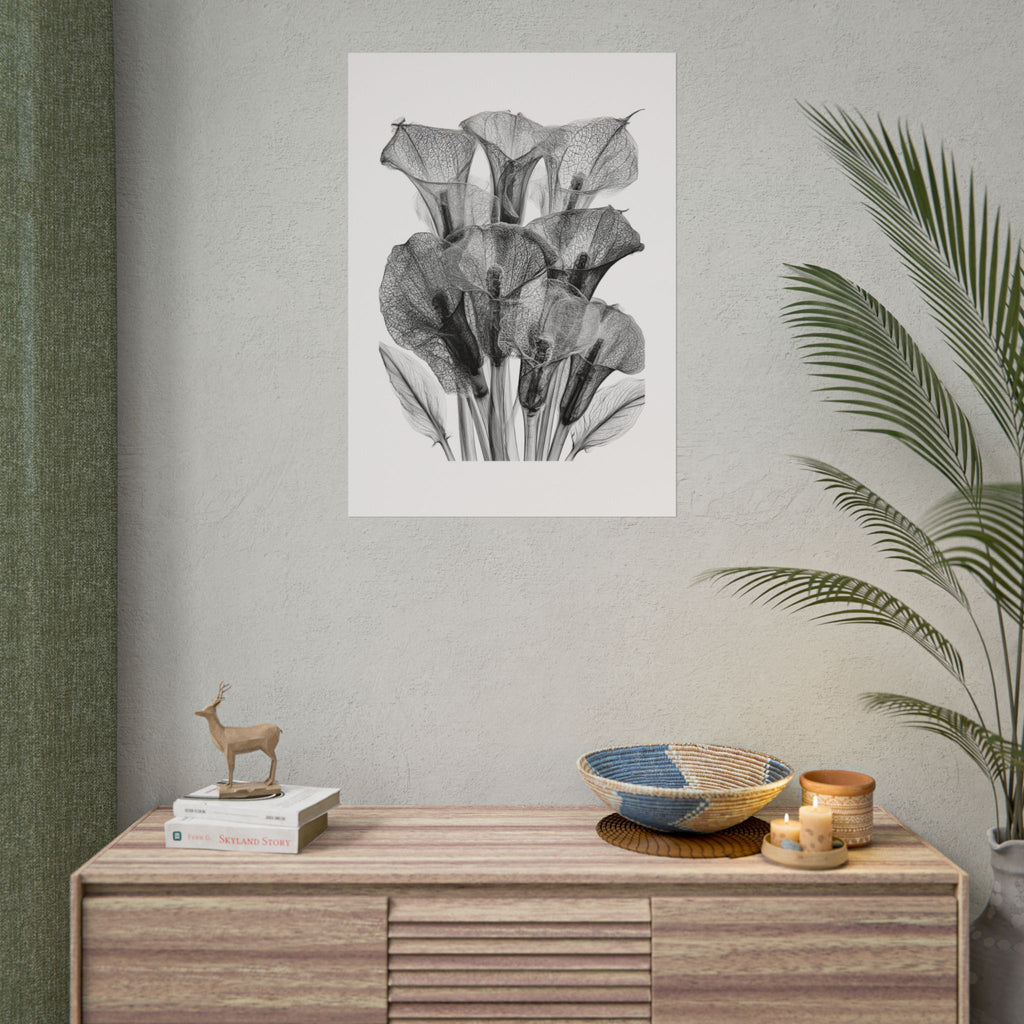 Rolled Poster - Black & White X-Ray Calla Lily Botanical Print