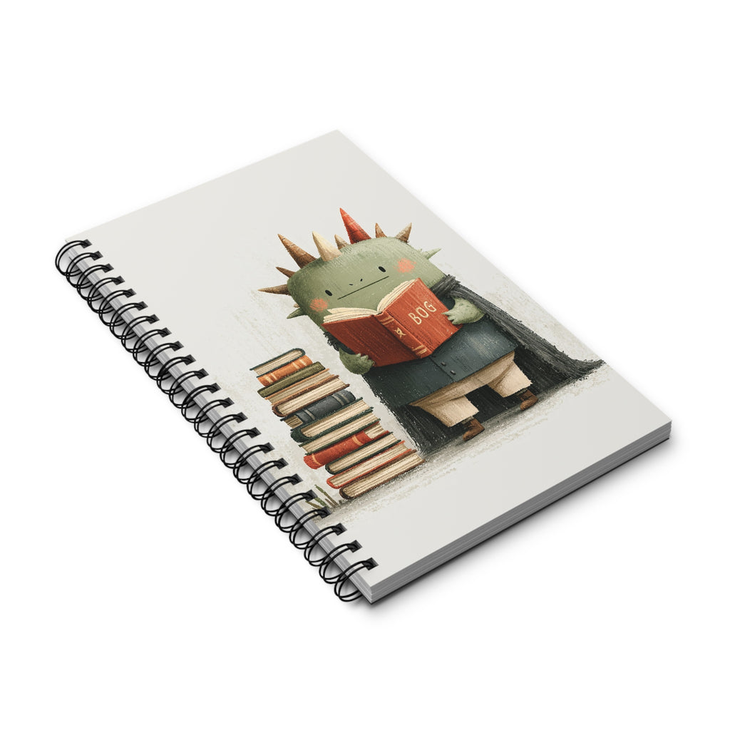 Cute Monster Reading Spiral Journal — Book Lover Notebook