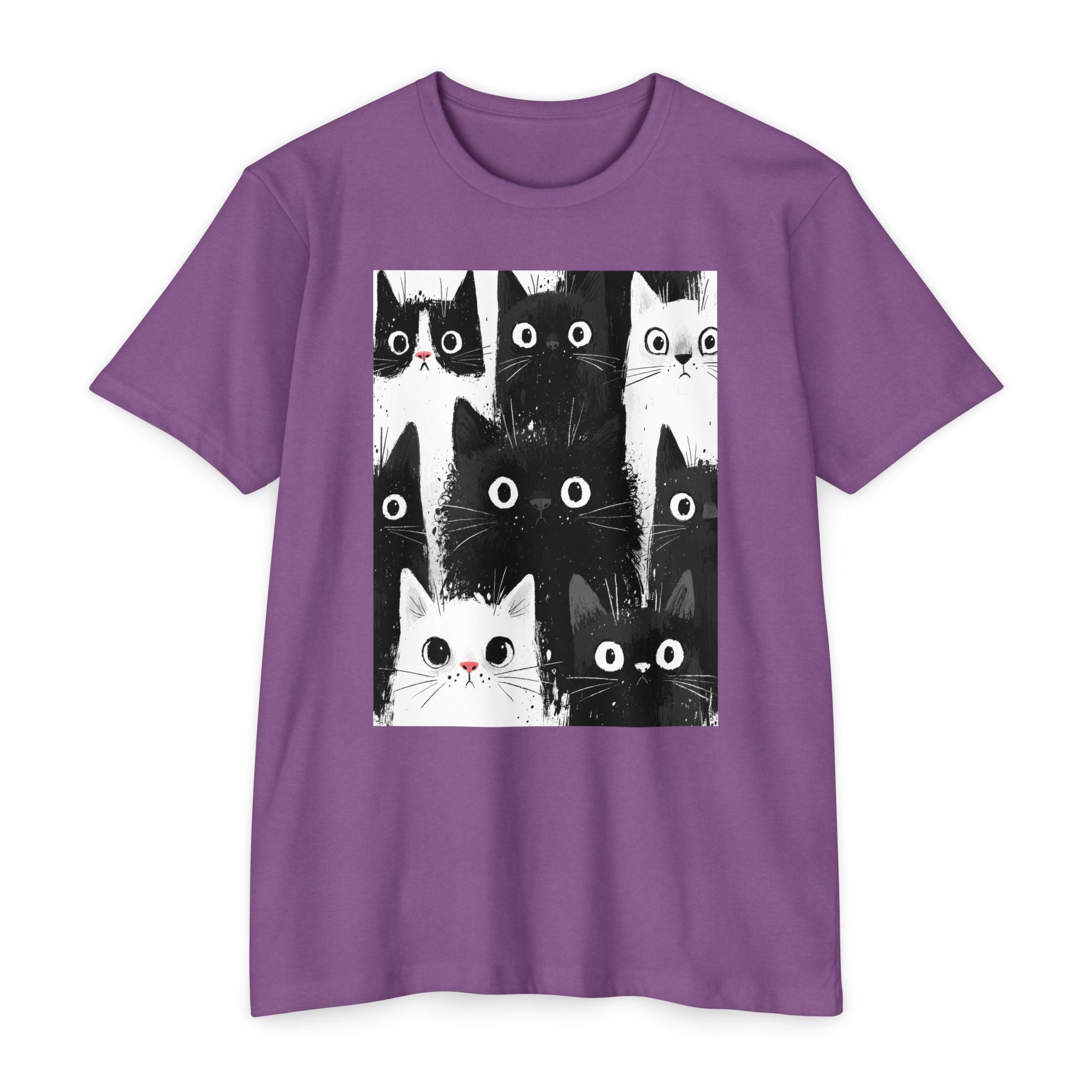 Cat Pack Graphic T-Shirt — Cute Black & White Cats Print