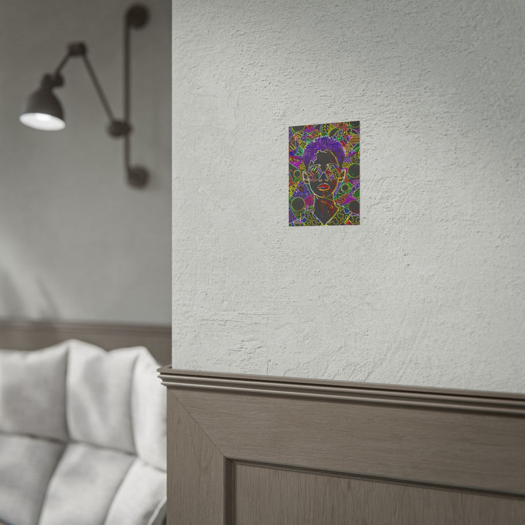 Afrofuturist Neon Portrait Poster