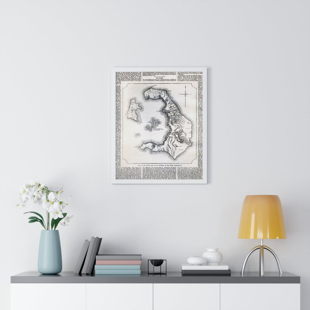 Antique Island Map Poster — Vintage Nautical Wall Art Print