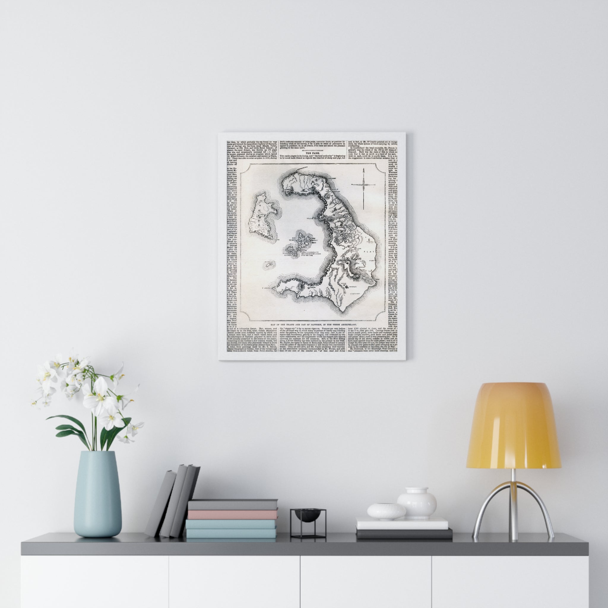 Antique Island Map Poster — Vintage Nautical Wall Art Print