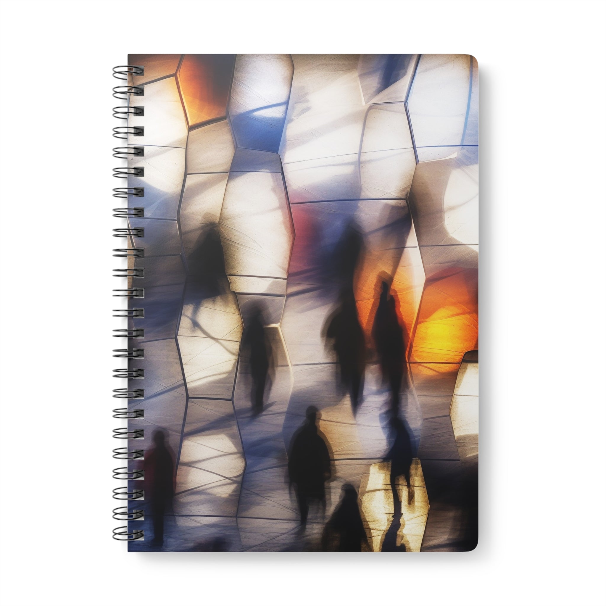 Abstract Cityscape Wirobound Notebook — A5 Softcover Lined Journal